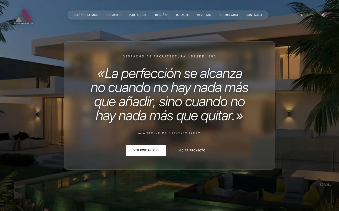 Portafolio digital Avilés Arquitectura — estudio de arquitectura contemporánea con más de 30 años de experiencia