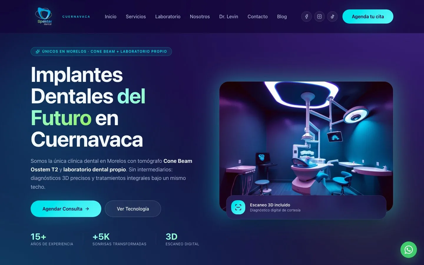 Página web Dental Spekter — clínica dental con imagenología 3D en Cuernavaca, Morelos